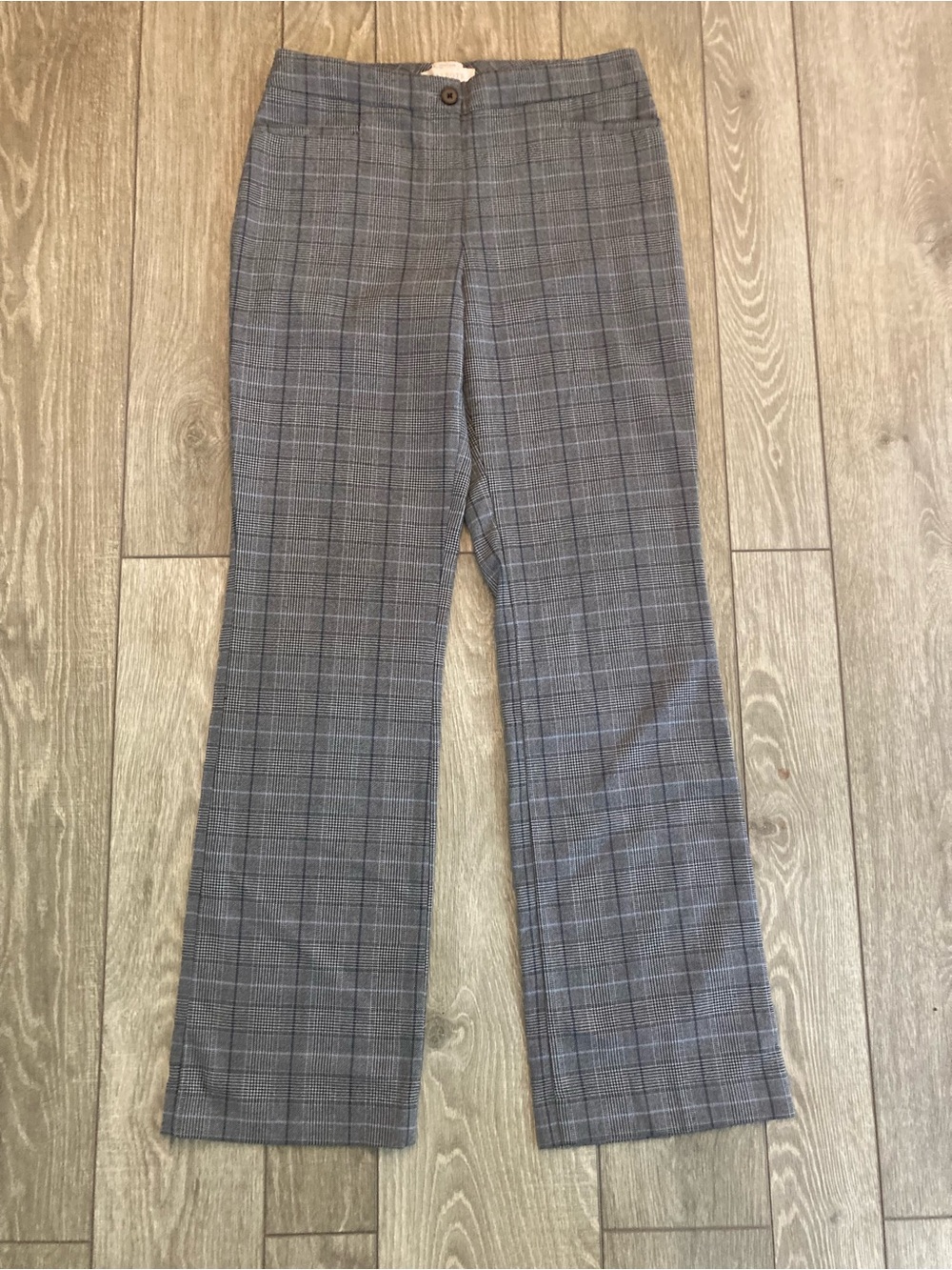Talbots Gray Plaid Straight-Leg Trousers